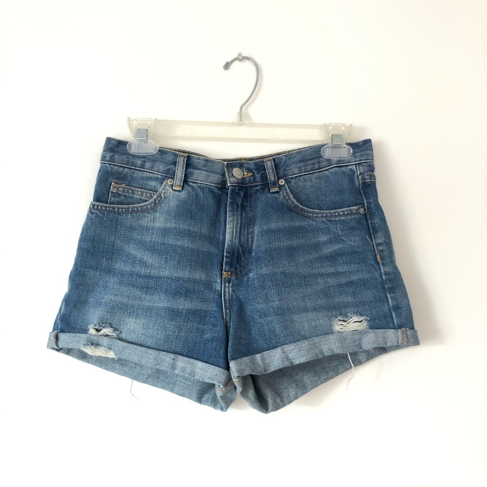 TOPSHOP Moto 'Rosa' Cuffed Denim Shorts